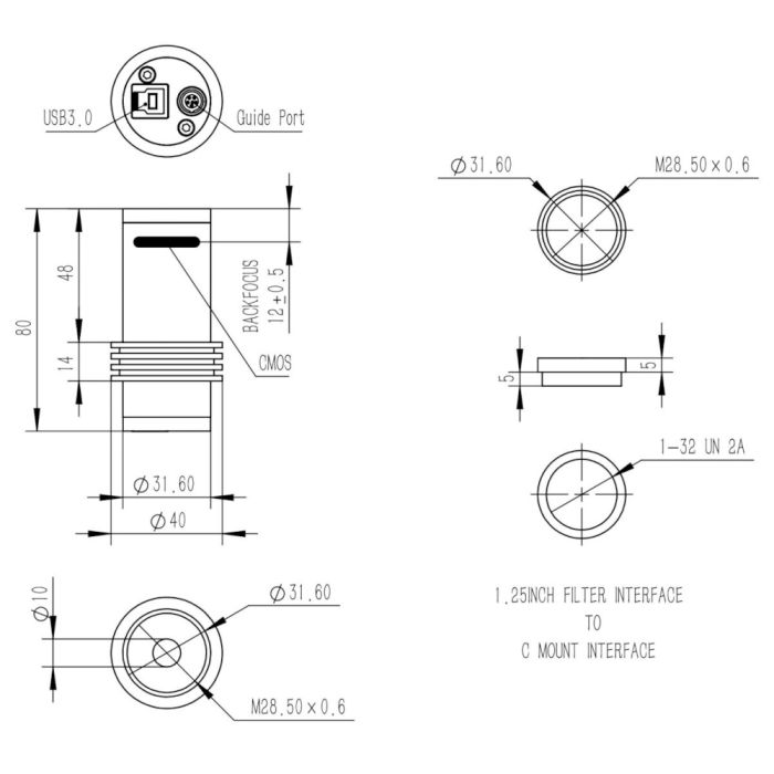 Telescope-Cameras-QHY QHY5III462 Planetary Monochrome, Enhanced Near-IR CMOS Imaging Camera 3 Telescope-Cameras-QHY QHY5III462 Planetary Monochrome, Enhanced Near-IR CMOS Imaging Camera - Image 3