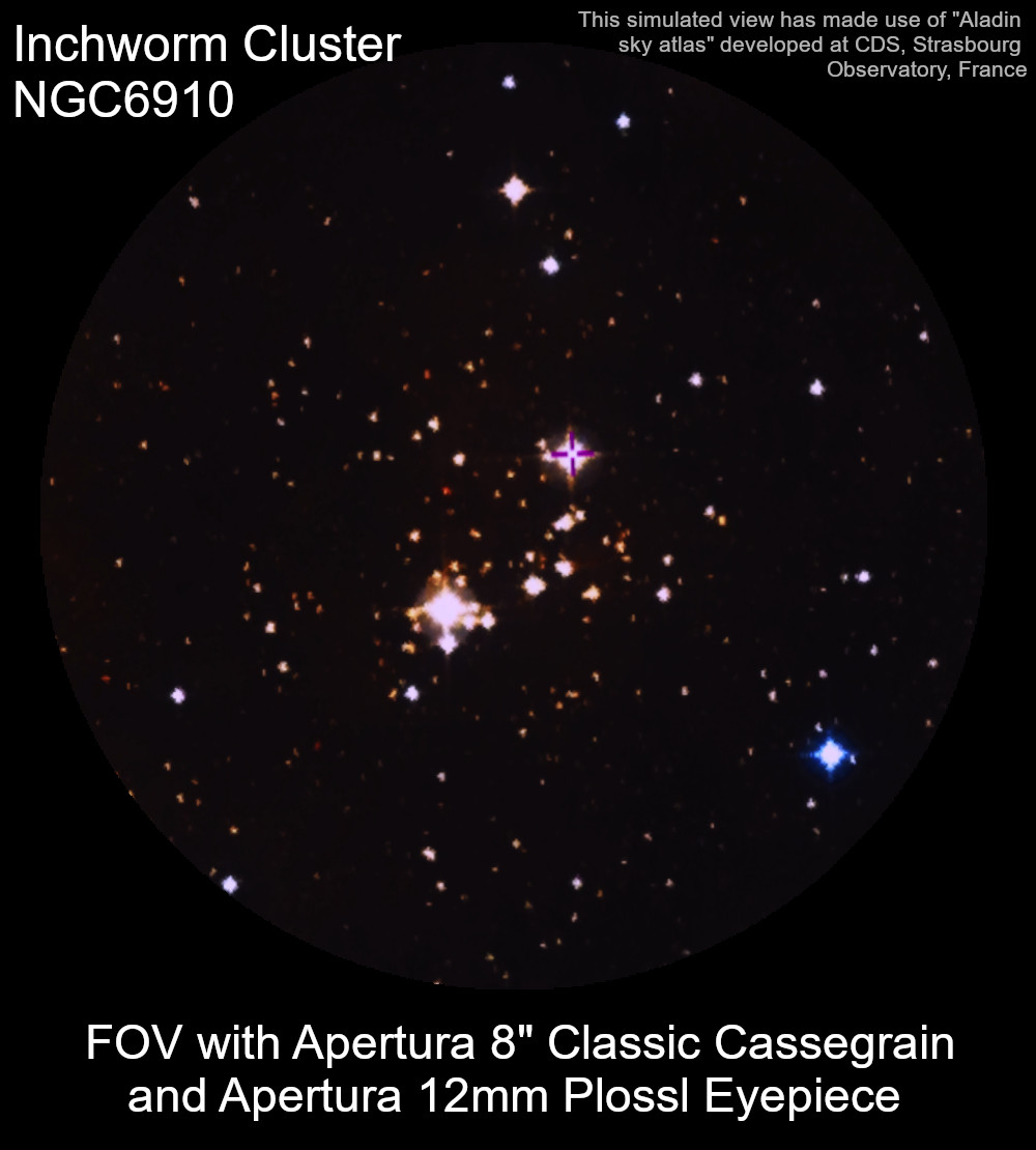 FOV of Apertura 8 Inch Classical Cassegrain through a 12mm Plossl eyepiece