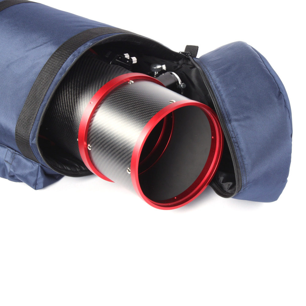 Apertura EAF R&P Linear Rail Focuser for CarbonStar 150mm sitting on a table face up, with top pointed directly at the camera