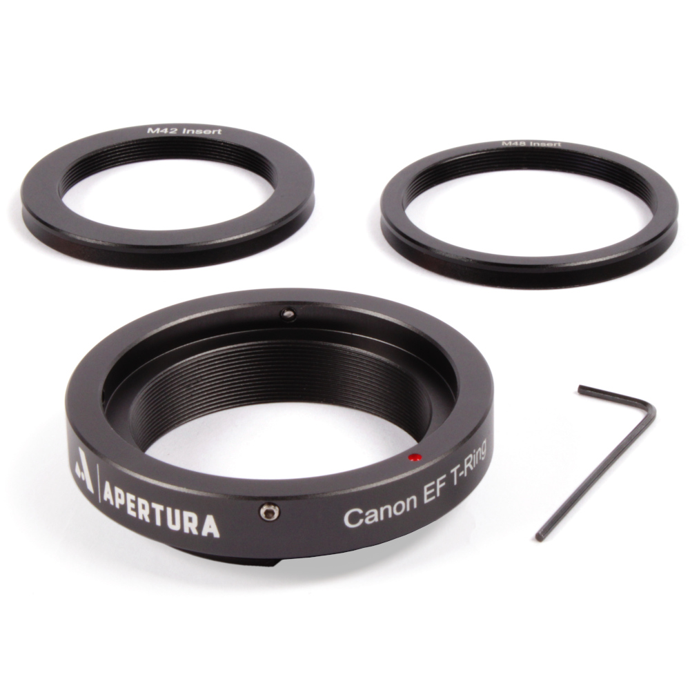 The Apertura Ultimate Canon EF T-ring with everything included displayed