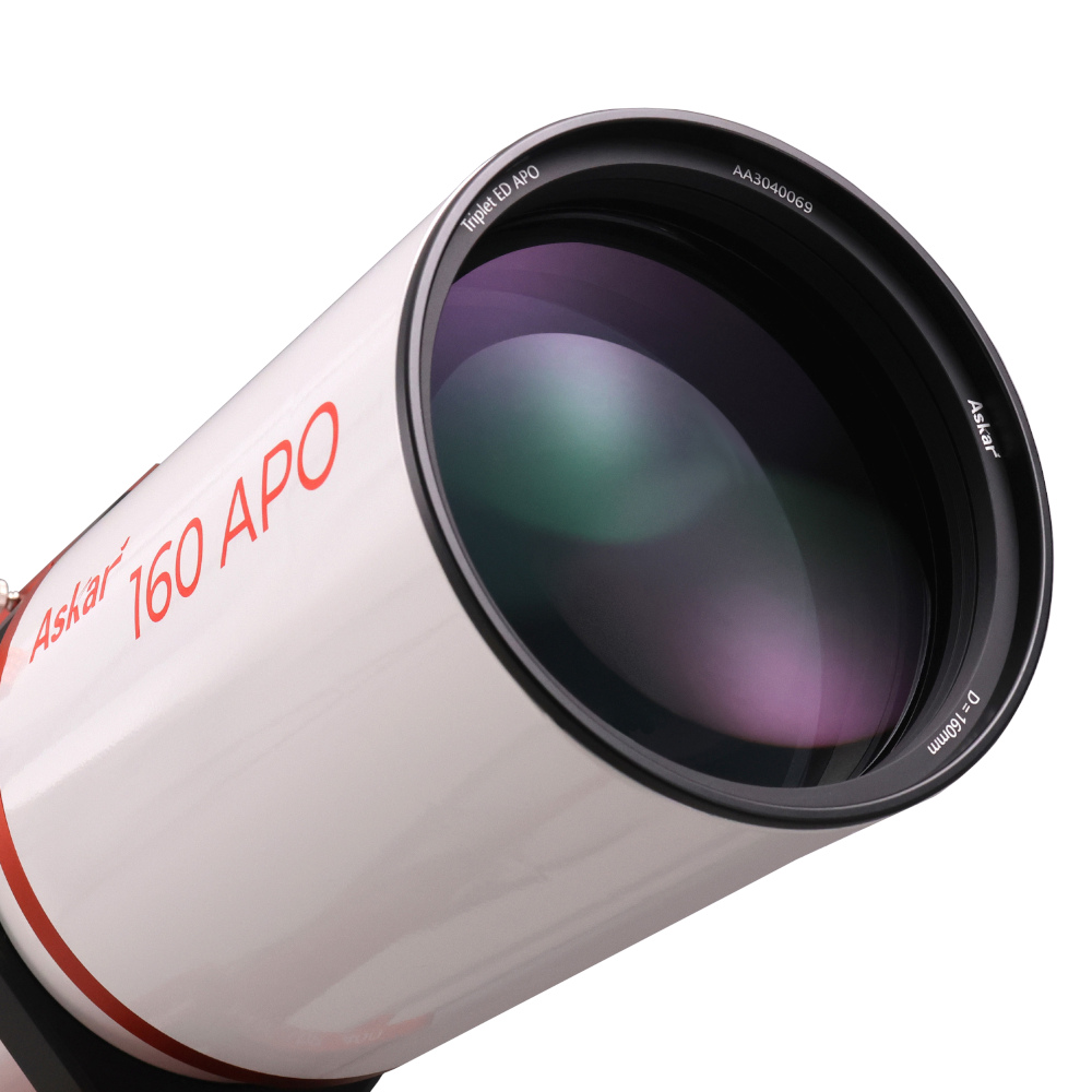 Close up of the Askar 160APO's objective lens