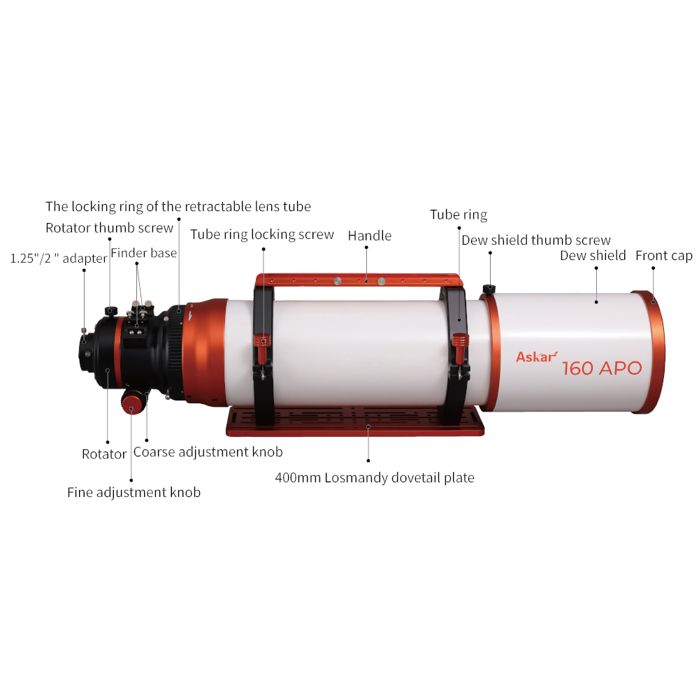 View of the Askar 160APO with the various components labeled