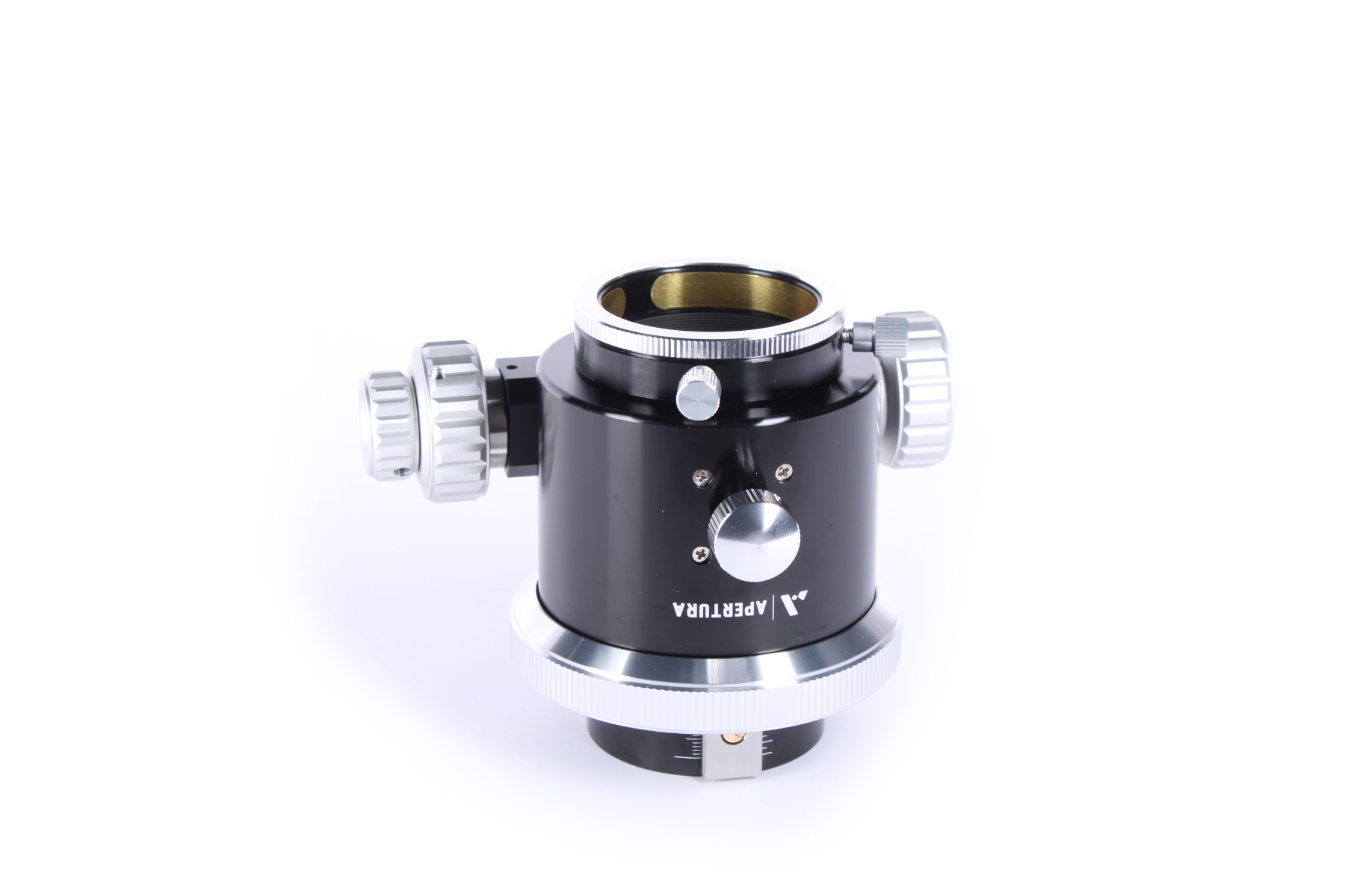 The Apertura Rack and Pinion EAF Ready Focuser face up, with top of focuser facing the camera