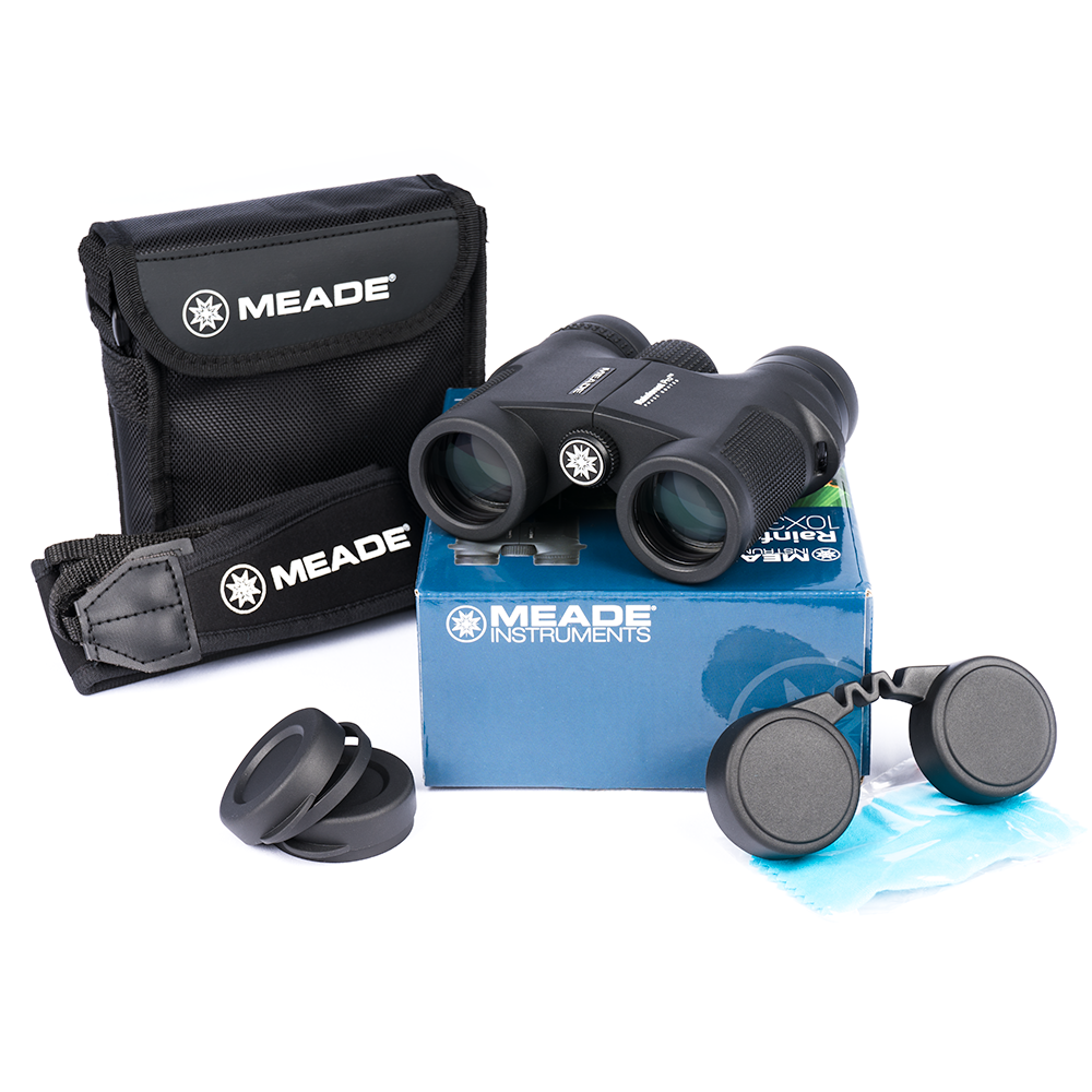 Meade 10 x 32 Rainforest Pro Binoculars and included accessories