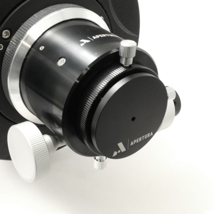 The Apertura 2 Inch Collimation Cap inserted into the focuser of an Apertura 6RC Telescope