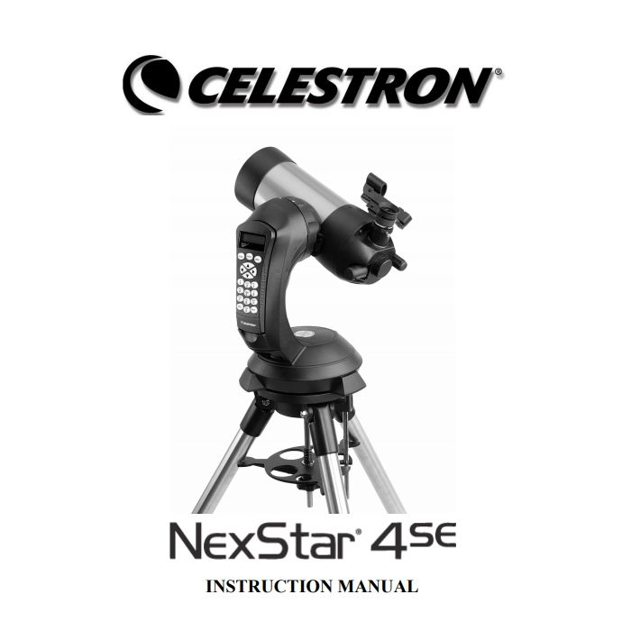 Telescope-Replacement Parts-Celestron Instruction Manual for NexStar 4SE Computerized Telescope Telescope-Replacement Parts-Celestron Instruction Manual for NexStar 4SE Computerized Telescope