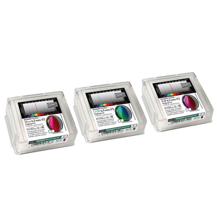 Telescope-Accessories-Baader 6.5nm f/2 Highspeed 1.25″ CMOS Optimized Filter Set – Ha, OIII, SII 2 Telescope-Accessories-Baader 6.5nm f/2 Highspeed 1.25" CMOS Optimized Filter Set - Ha, OIII, SII - Image 2
