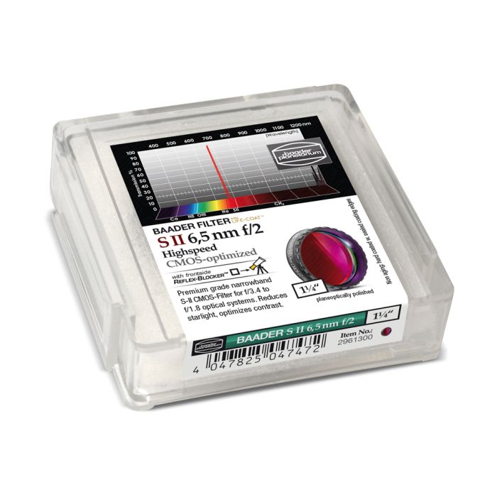 Telescope-Accessories-Baader SII 1.25″ f/2 Highspeed CMOS Optimized 6.5nm Filter 2 Telescope-Accessories-Baader SII 1.25" f/2 Highspeed CMOS Optimized 6.5nm Filter - Image 2