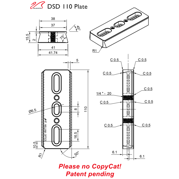 Telescope-Mounting Hardware-William Optics DSD 110 – 4.33″ Dual Sided Dovetail Plate – Red 3 Telescope-Mounting Hardware-William Optics DSD 110 - 4.33" Dual Sided Dovetail Plate - Red - Image 3