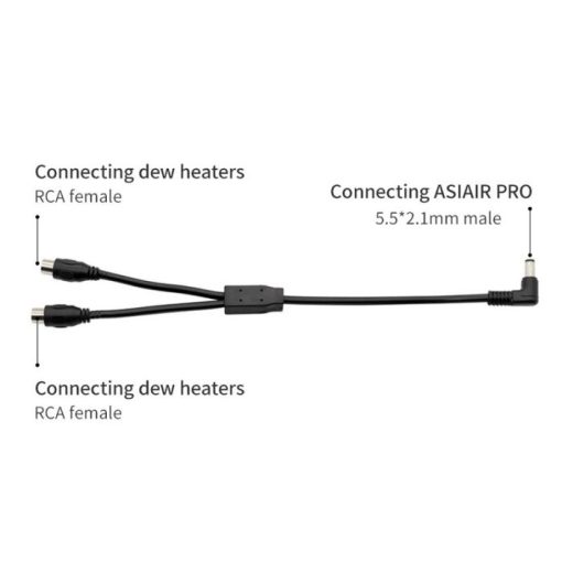 Telescope-Power & Cables-ZWO DC Y Splitter Cable - 1 Male DC Jack to 2 Female RCA - Image 3
