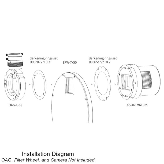 Telescope-Accessories-ZWO Darkening Ring Set for 461MM-P 2 Telescope-Accessories-ZWO Darkening Ring Set for 461MM-P - Image 2