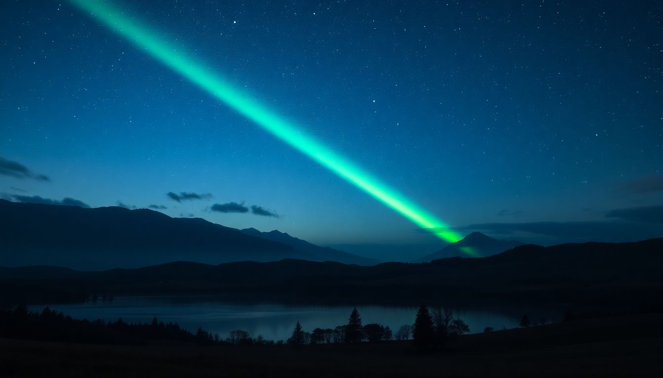 Green Line in the Night Sky